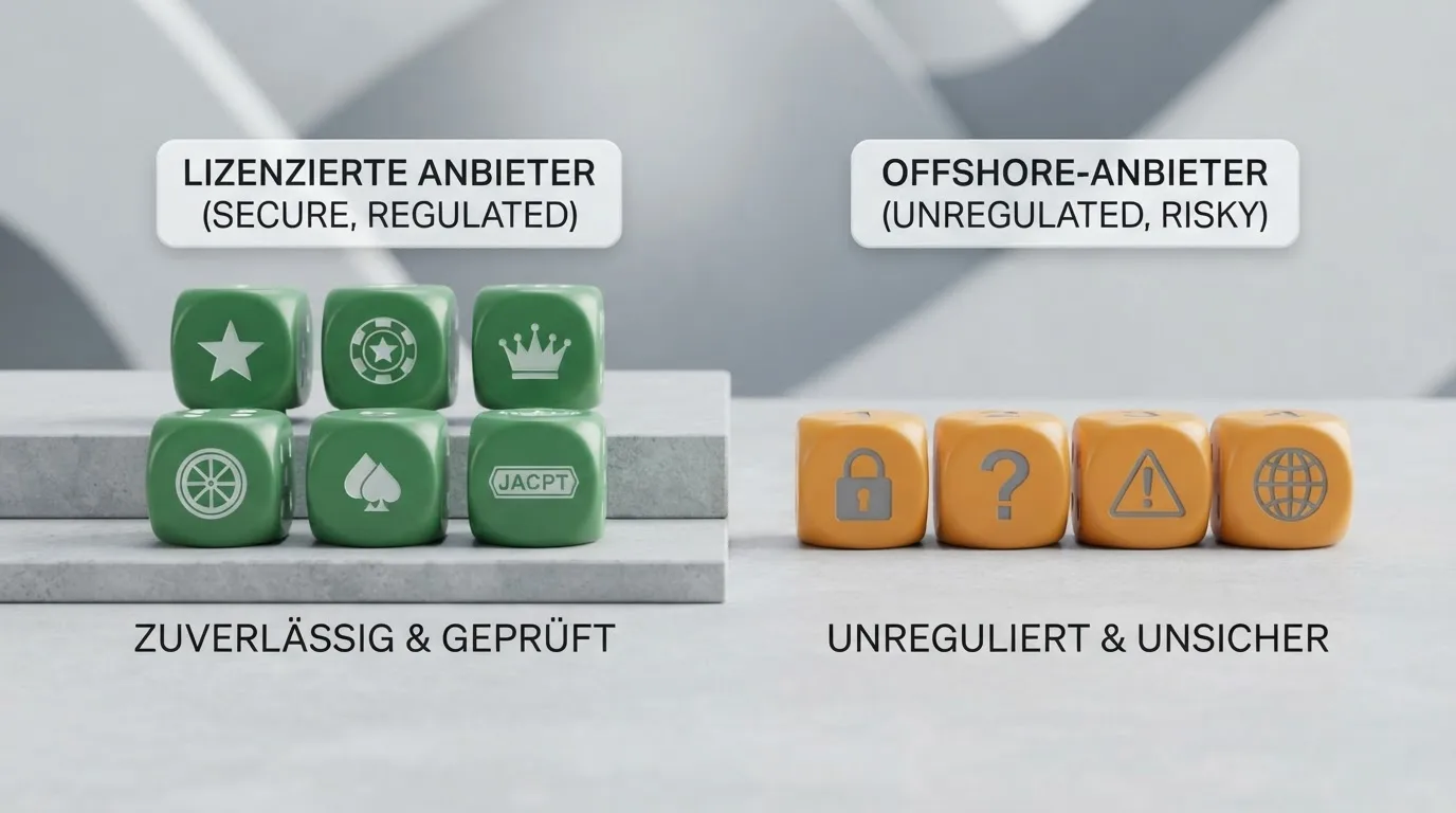 GGL-lizenzierte Anbieter (grün) und Offshore-Anbieter (orange) im Vergleich