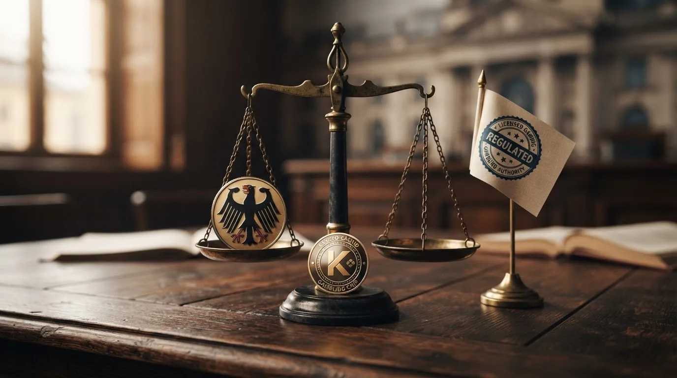 Waage der Justiz: eine Schale mit Bundesadler, die andere mit Curaçao-Flagge und BNB-Symbol