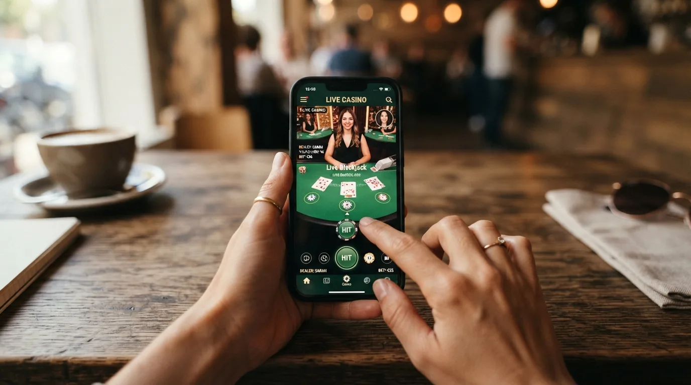 Smartphone mit Casino-App und Auszahlungsbestätigung