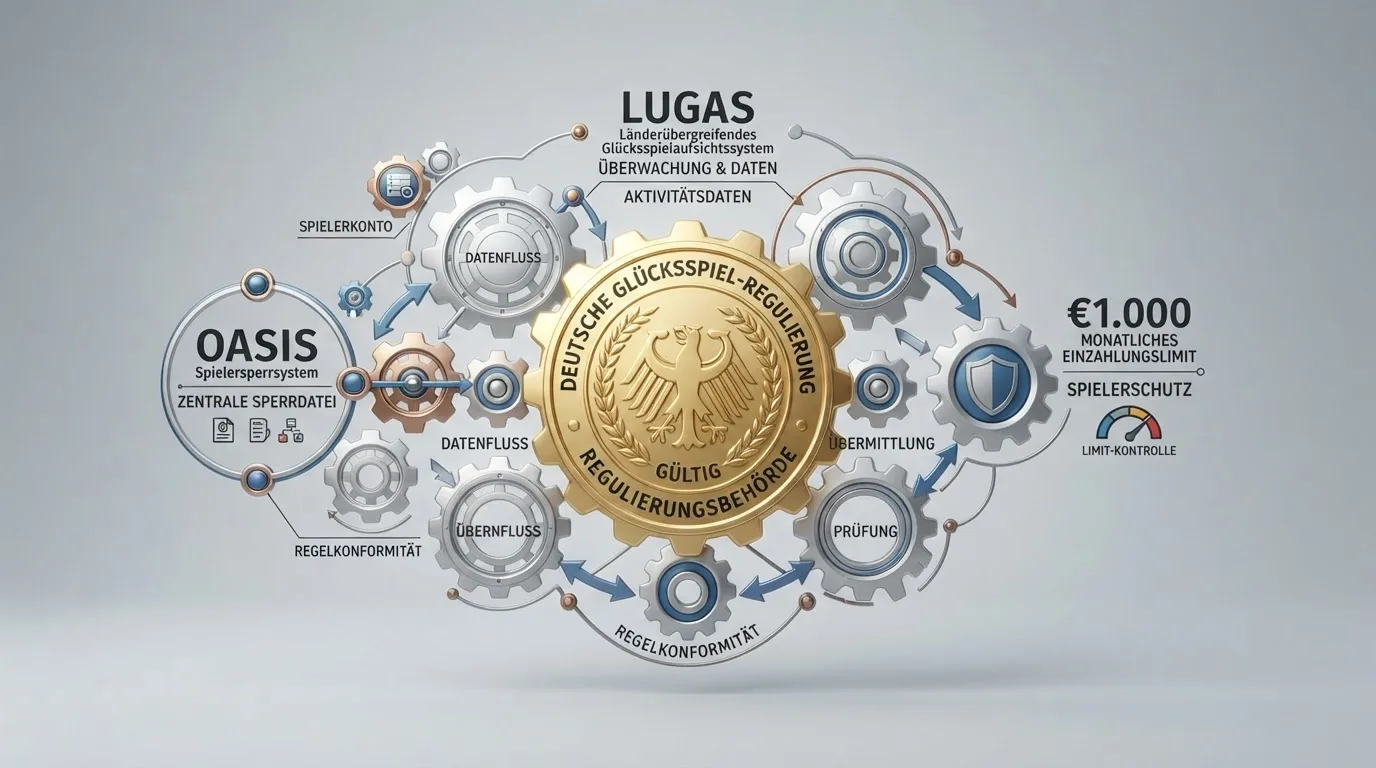 GGL-Logo und schematische Darstellung des regulierten deutschen Glücksspielsystems