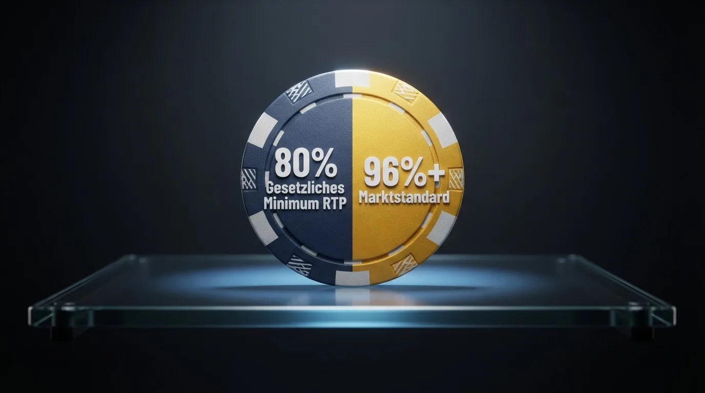Visualisierung: Die gesetzliche 80%-Mindestauszahlungsquote im Verhältnis zu realen Slot-RTP-Werten