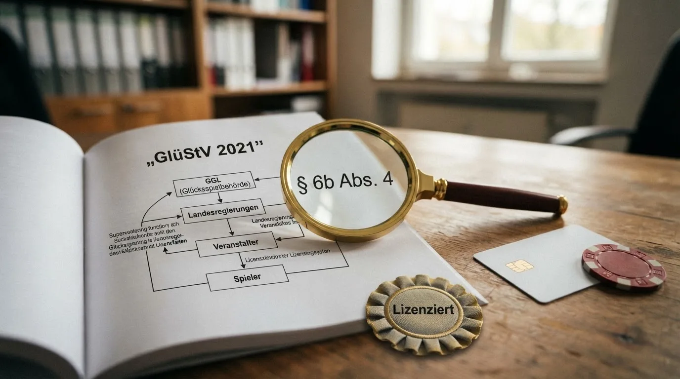 GGL-Logo und GlüStV-2021-Dokument, visuell verbunden mit Zahlungssymbolen