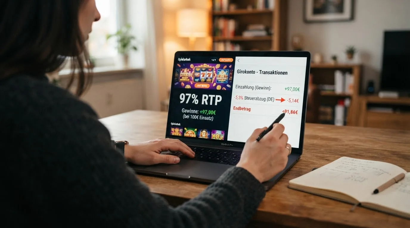 Gegenüberstellung: beworbene RTP vs. effektive RTP nach 5,3% Einsatzsteuer