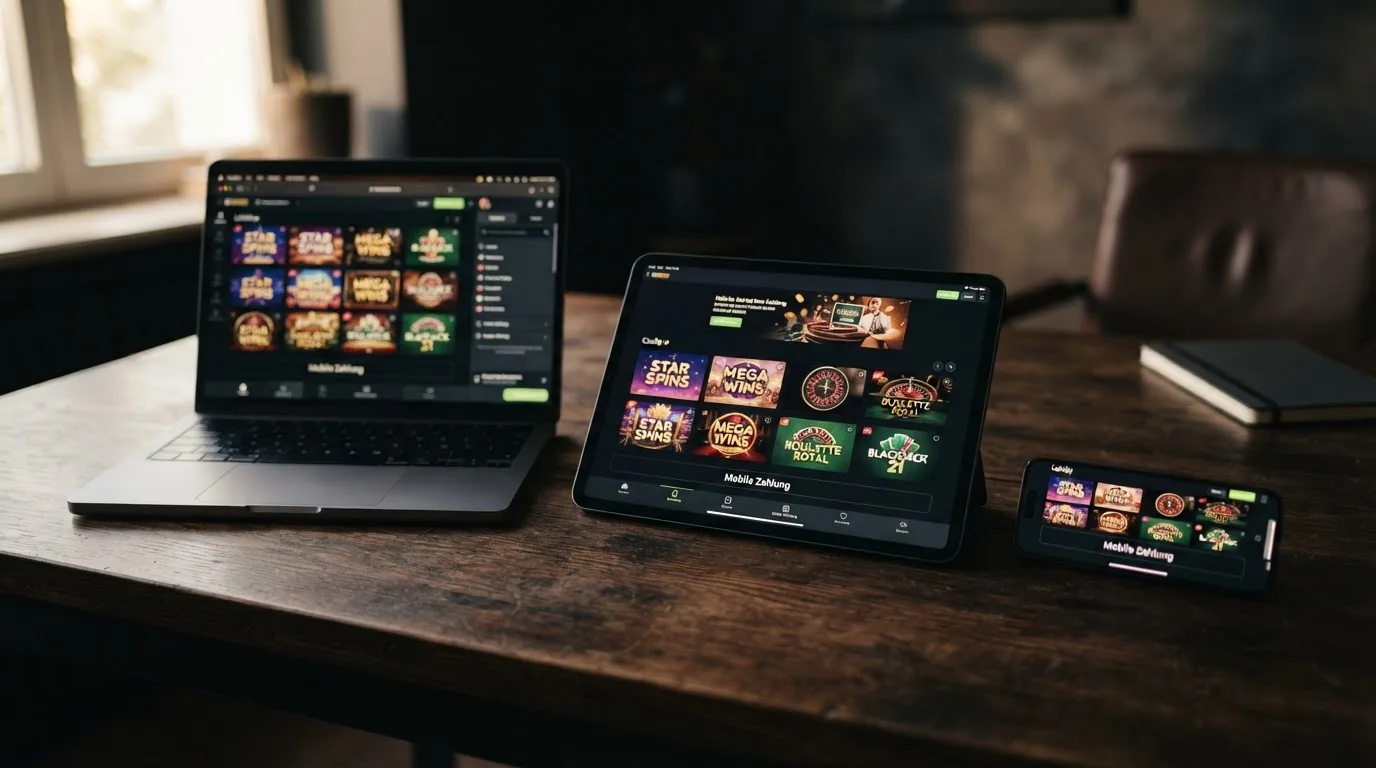 Neue Casino-Markenlogos und modernes Interface-Design einer Spielothek