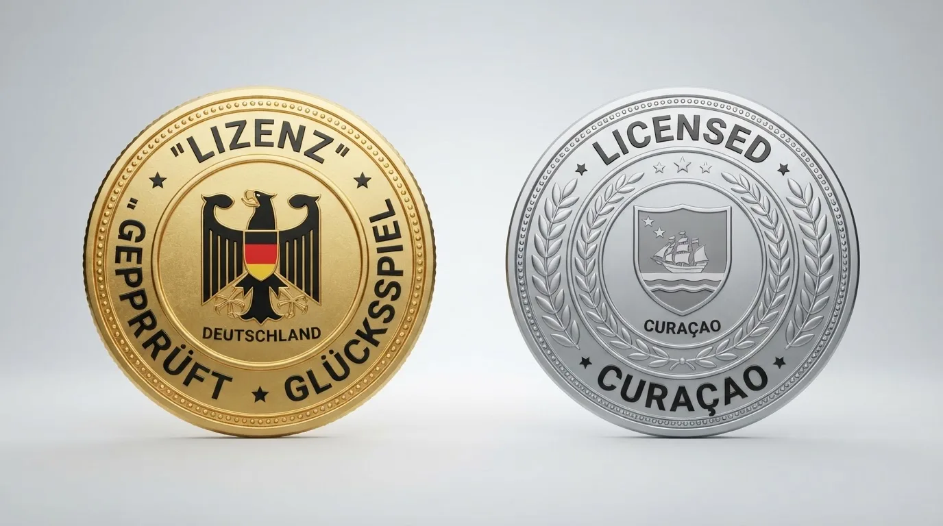 Ein visueller Vergleich: GGL-Whitelist-Symbol vs. Curaçao-Lizenz-Zertifikat