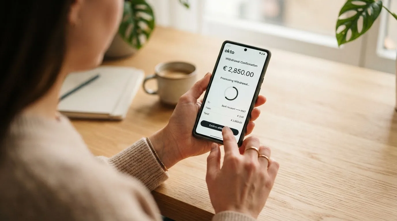 Okto Wallet Benutzeroberfläche mit Guthaben-Anzeige auf dem Smartphone