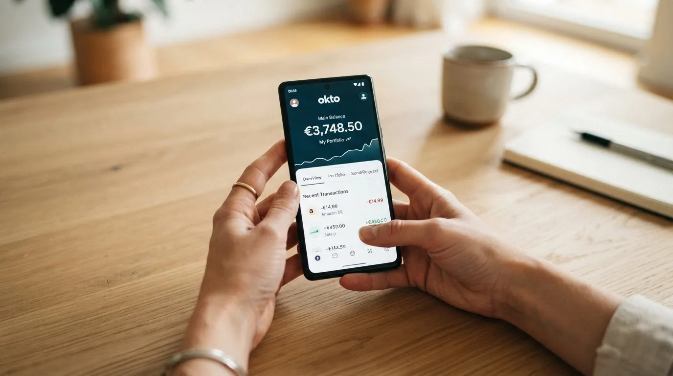 Okto Wallet Benutzeroberfläche mit Guthaben-Anzeige auf dem Smartphone