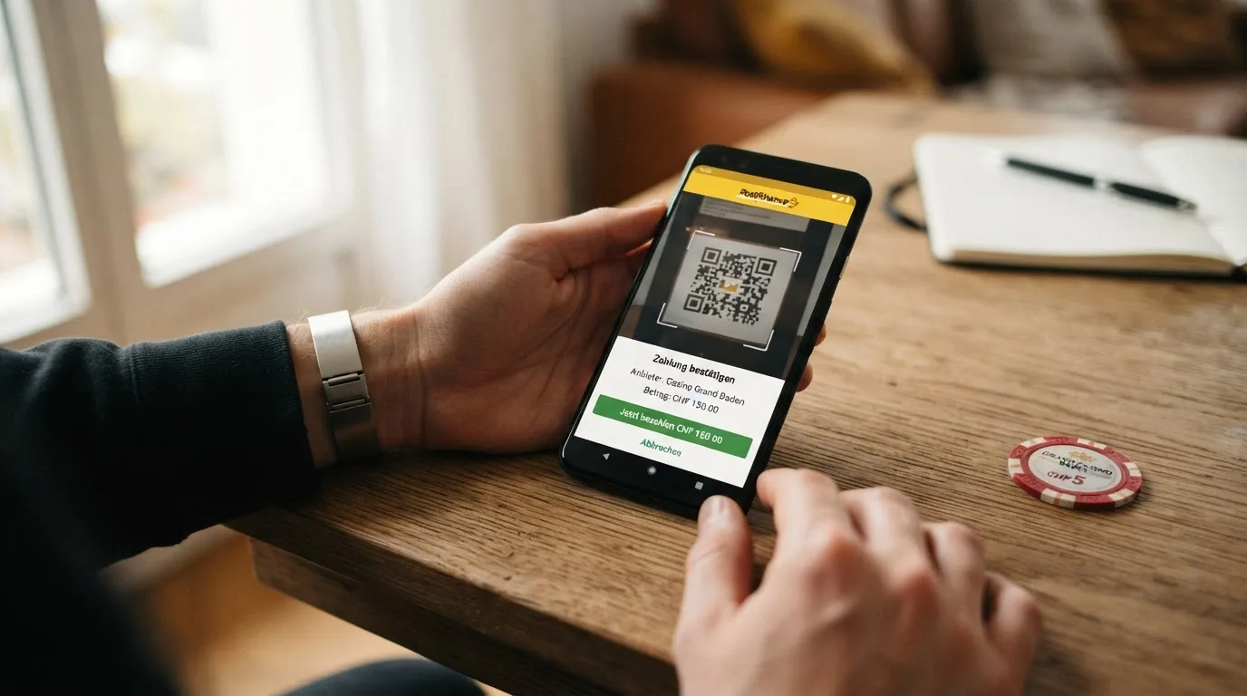 Nutzer bei der QR-Code-Zahlung in der PostFinance App