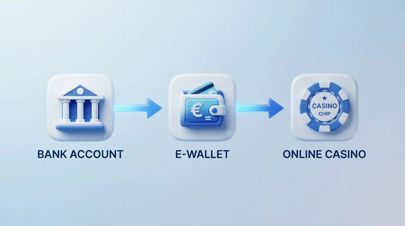 Diagramm des Einzahlungsprozesses von Skrill-Konto zur Spielothek mit Zeitangaben