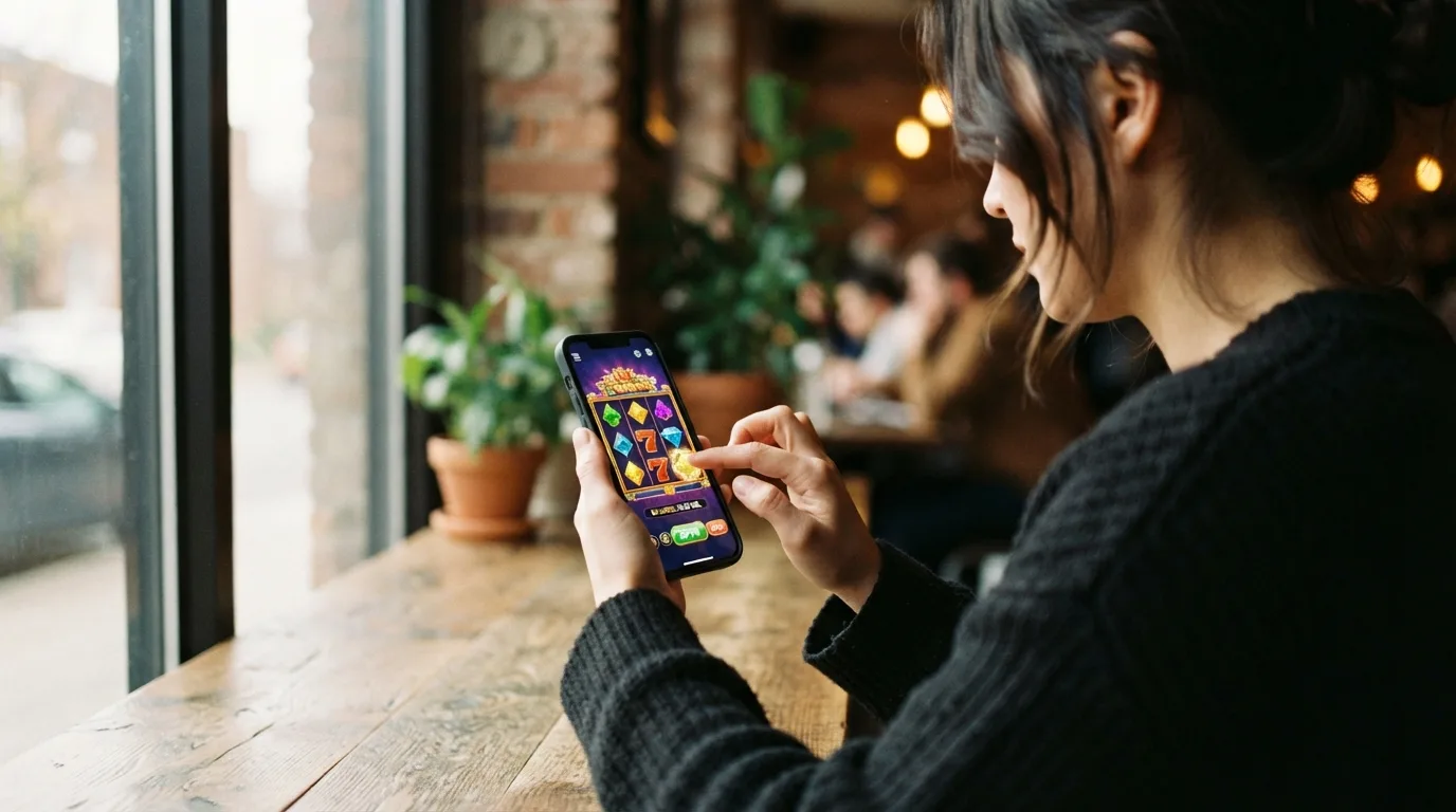Smartphone mit Casino-Oberfläche und Wallet-Symbol als mobile Spielfläche