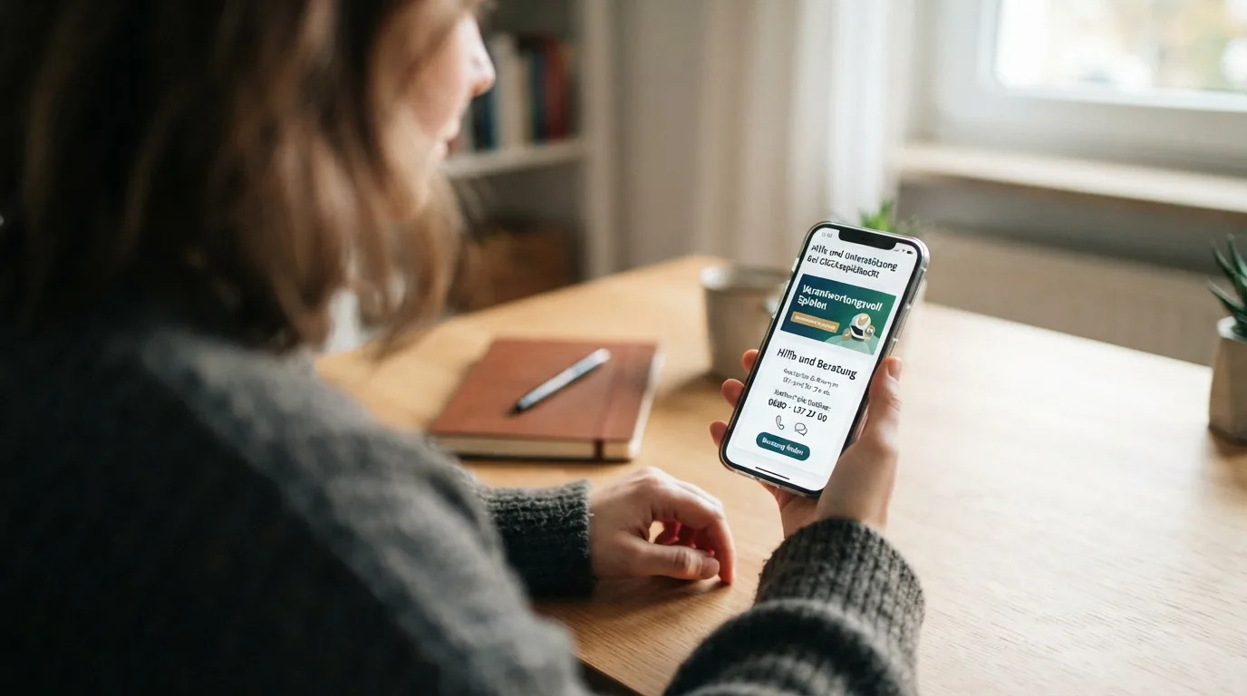 BIÖG-Logo und Telefonnummer 0800 137 27 00 mit Check-dein-Spiel.de-Bildschirm