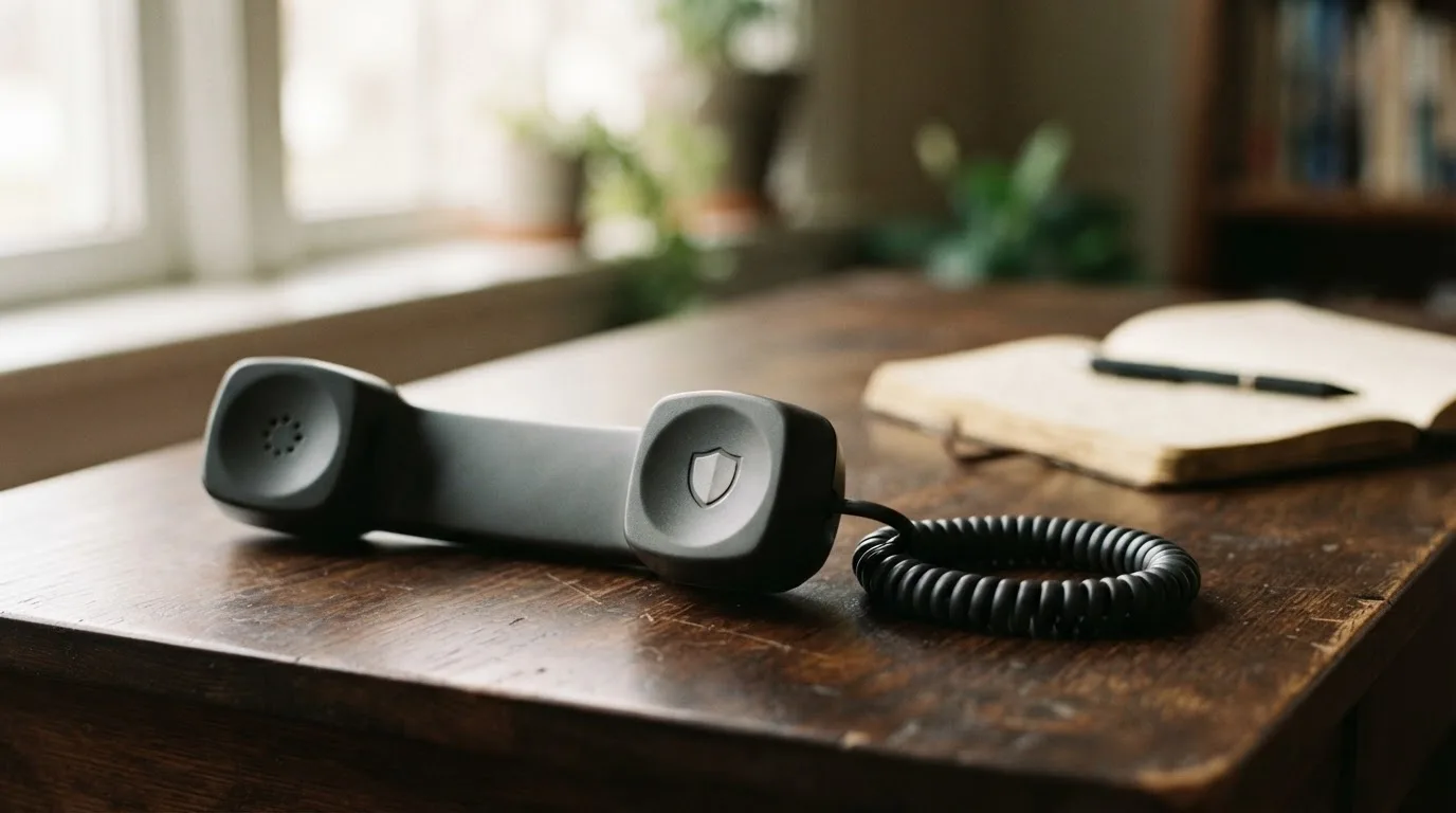 Telefonhörer mit Schutzschild-Symbol für die Beratungshotline