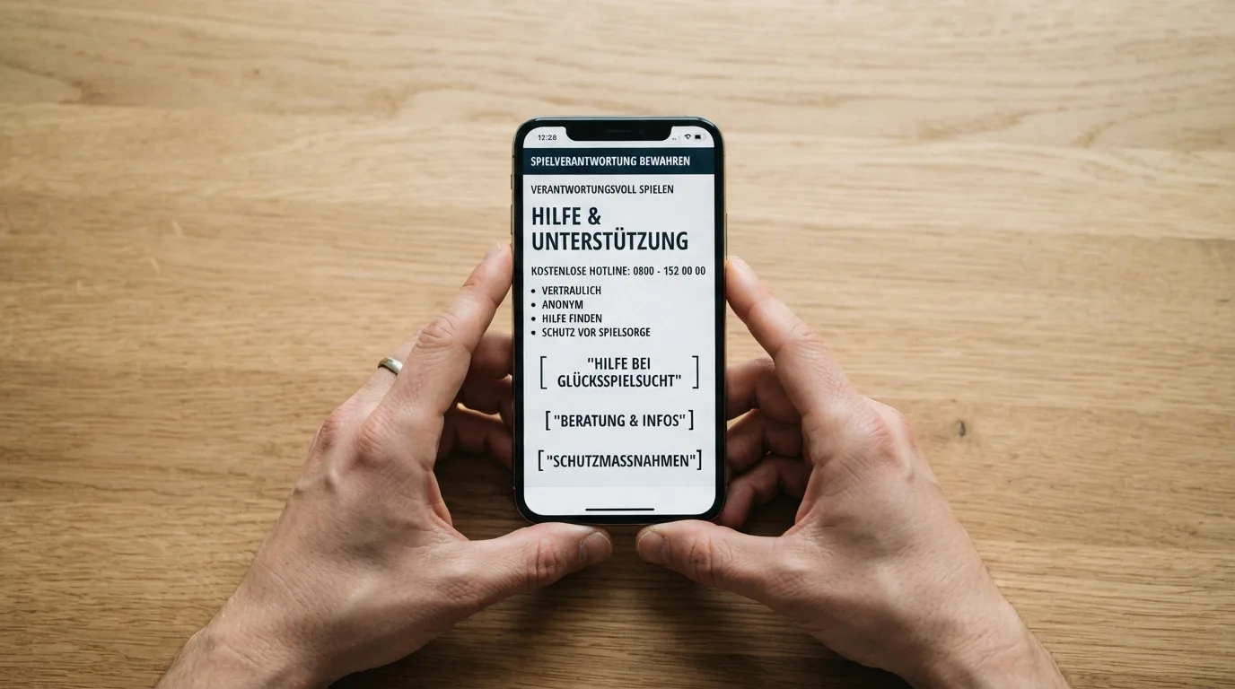 Bildschirmansicht der Check-dein-Spiel-Website mit Hotline-Nummer