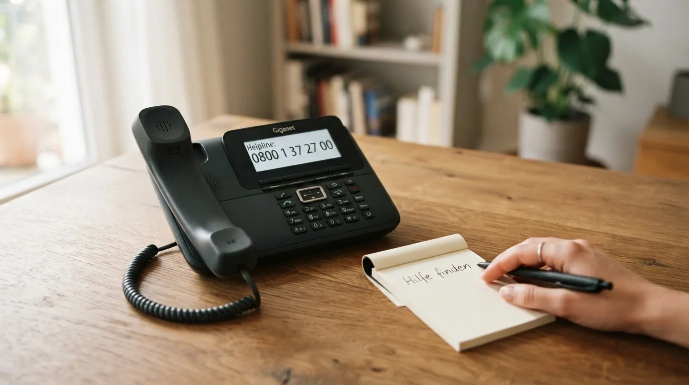 Telefonhörer-Symbol mit der BZgA-Nummer 0800 1 37 27 00 und Icons der Hilfsangebote