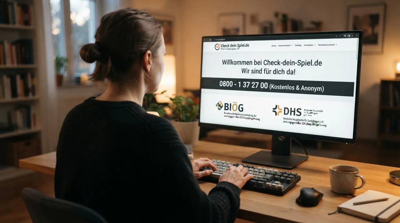 Collage: Logos von Check-dein-Spiel.de, BIÖG und DHS mit Hilfetelefon