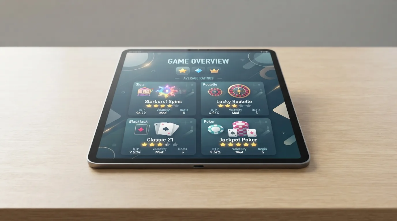 Eine visuelle Rangliste der geprüften Casino-Logos mit Sterne-Bewertungen