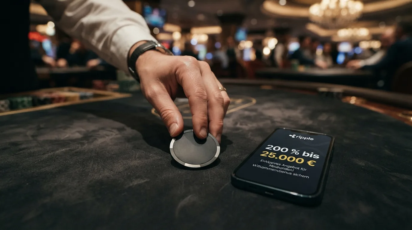 Gestapelte Casino-Chips mit Bonus-Prozentzeichen