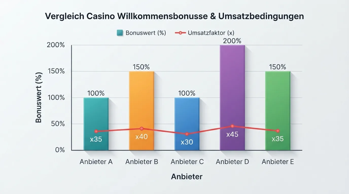 Visueller Vergleich der Bonus-Angebote im Trustly-Casino-Markt