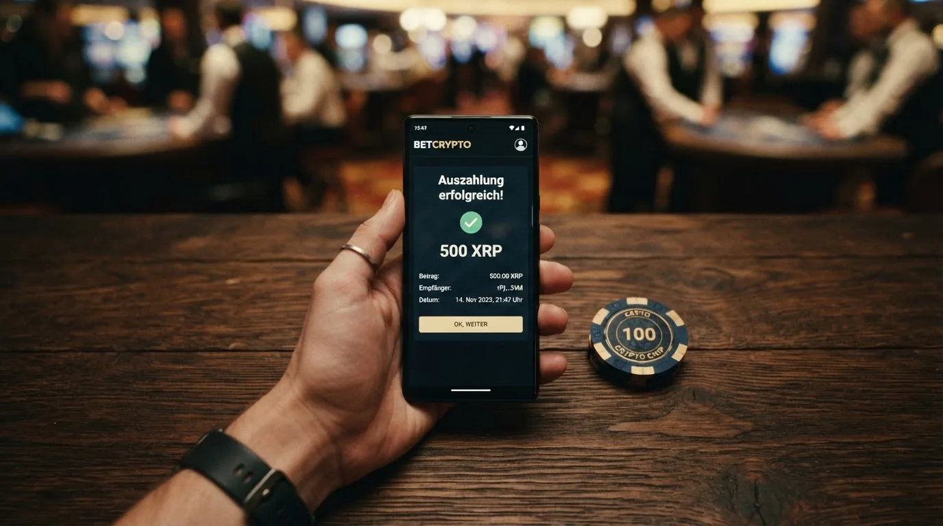 XRP-Transaktionsbestätigung auf Smartphone-Bildschirm