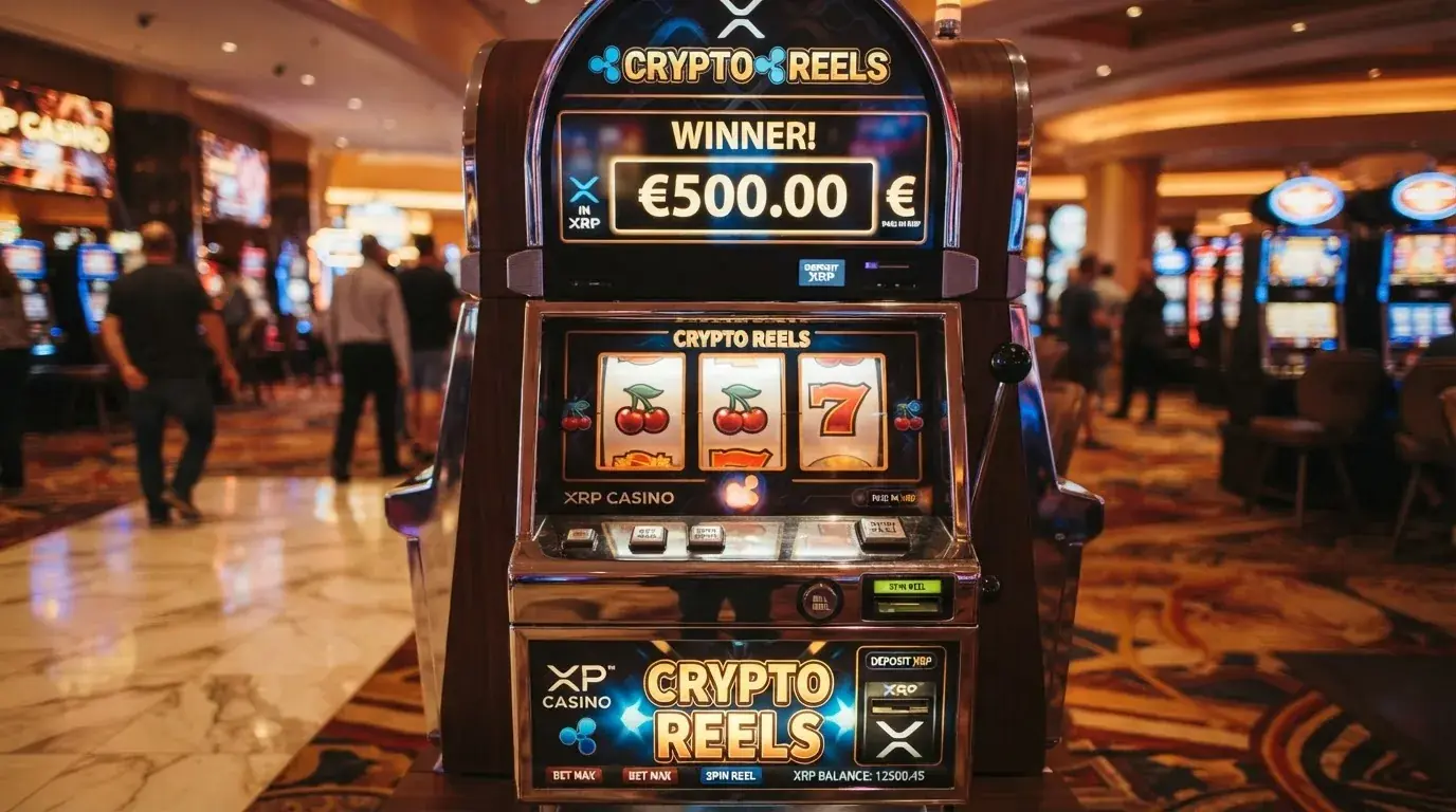 Slot-Spielautomat mit eingeblendetem XRP-Symbol